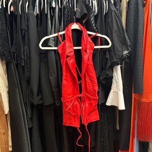 Red Halter Top with Tie Detail